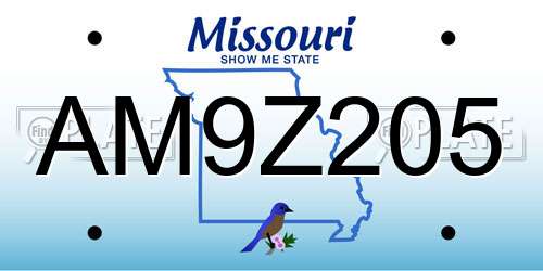 AM9Z205 Missouri License Plate