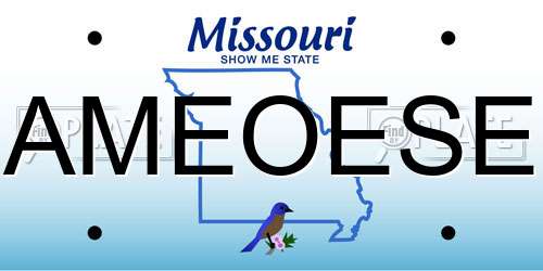 AMEOESE Missouri License Plate