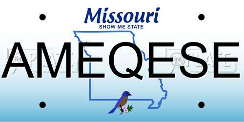AMEQESE Missouri License Plate