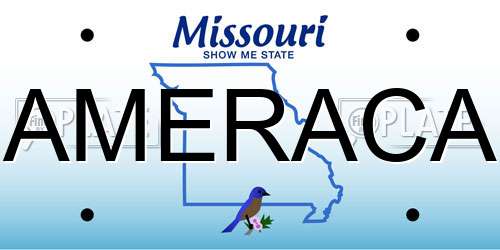 AMERACA Missouri License Plate