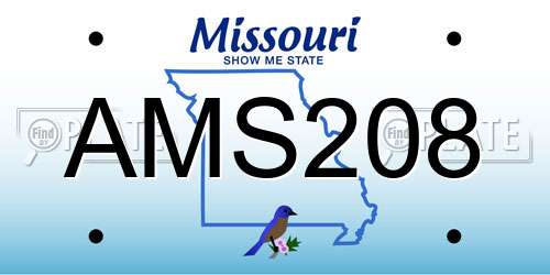 AMS208 Missouri License Plate
