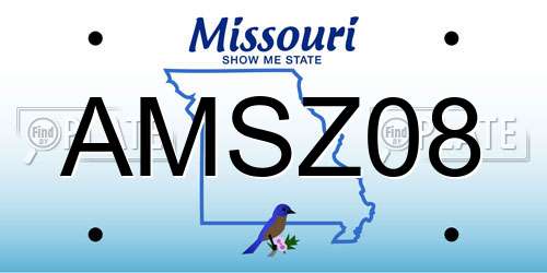 AMSZ08 Missouri License Plate