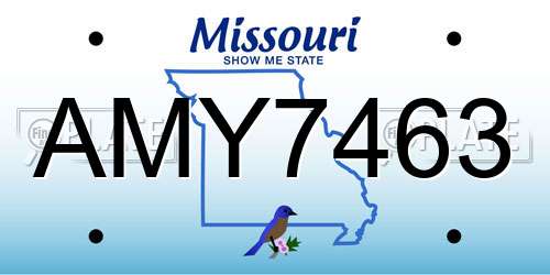 AMY7463 Missouri License Plate