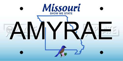 AMYRAE Missouri License Plate