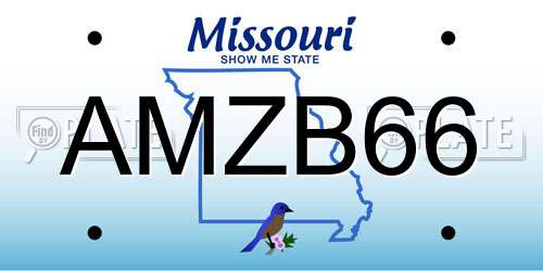 AMZB66 Missouri License Plate