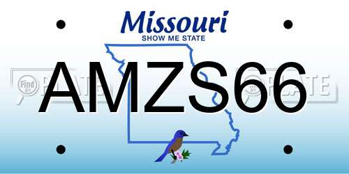 AMZS66 Missouri License Plate