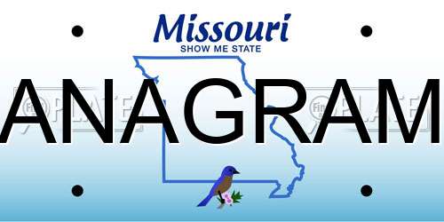 ANAGRAM Missouri License Plate