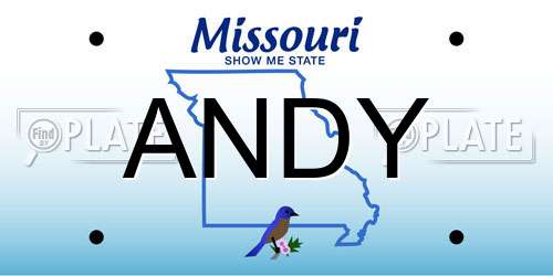 ANDY Missouri License Plate