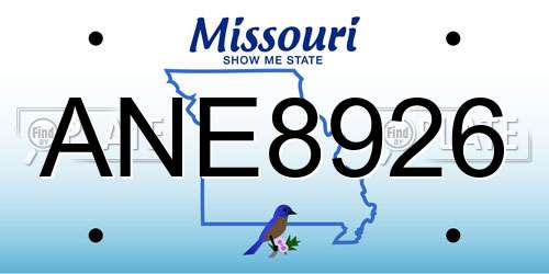 ANE8926 Missouri License Plate