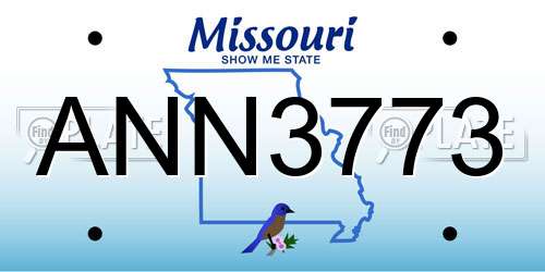 ANN3773 Missouri License Plate