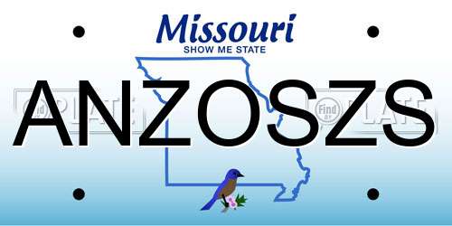 ANZOSZS Missouri License Plate