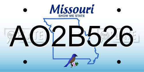 AO2B526 Missouri License Plate