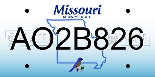 AO2B826 Missouri License Plate