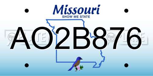 AO2B876 Missouri License Plate