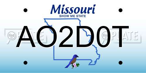 AO2D0T Missouri License Plate