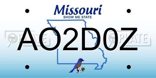 AO2D0Z Missouri License Plate