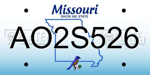 AO2S526 Missouri License Plate