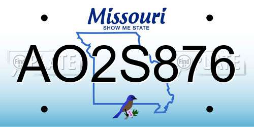 AO2S876 Missouri License Plate