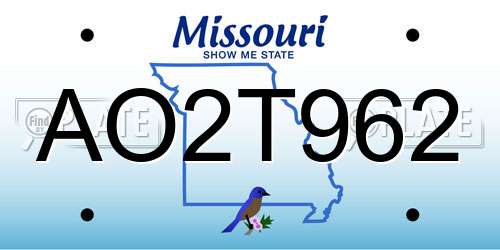AO2T962 Missouri License Plate