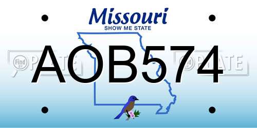 AOB574 Missouri License Plate
