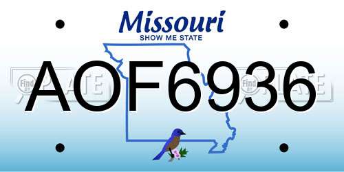 AOF6936 Missouri License Plate