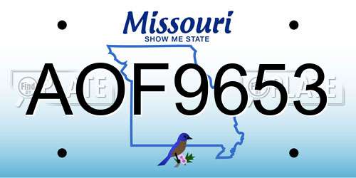 AOF9653 Missouri License Plate
