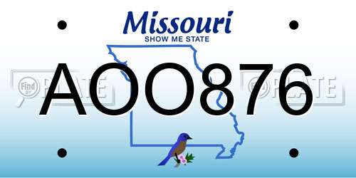 AOO876 Missouri License Plate