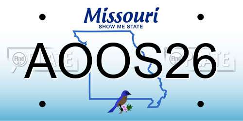AOOS26 Missouri License Plate