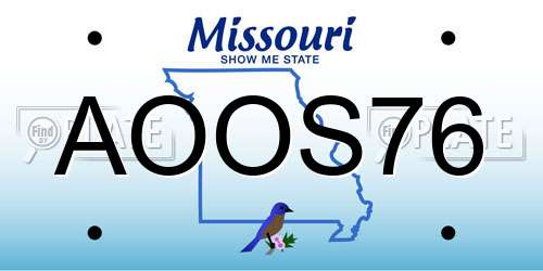 AOOS76 Missouri License Plate