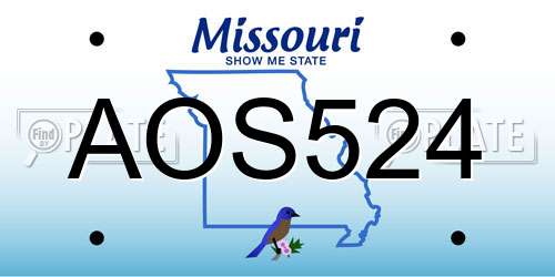 AOS524 Missouri License Plate