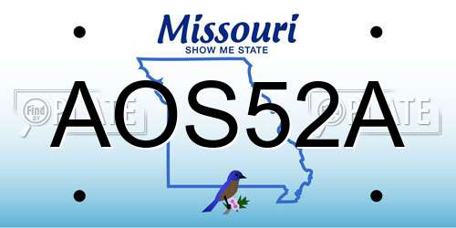 AOS52A Missouri License Plate