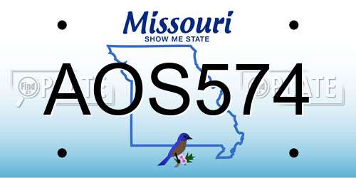 AOS574 Missouri License Plate