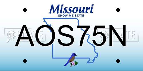 AOS75N Missouri License Plate
