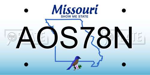 AOS78N Missouri License Plate