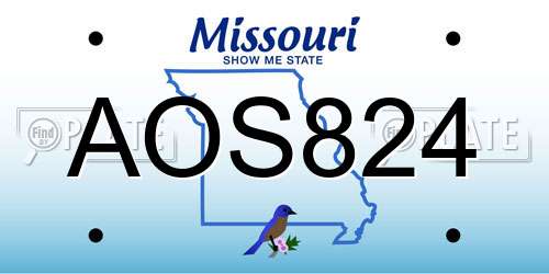 AOS824 Missouri License Plate