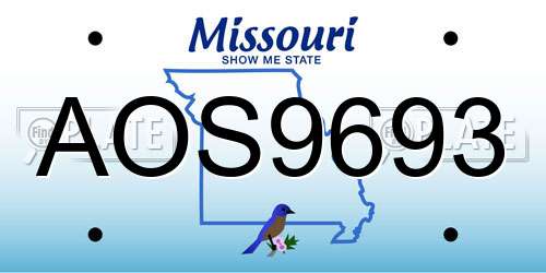 AOS9693 Missouri License Plate