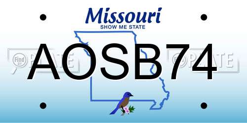 AOSB74 Missouri License Plate