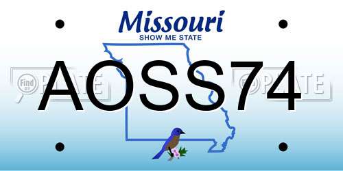 AOSS74 Missouri License Plate