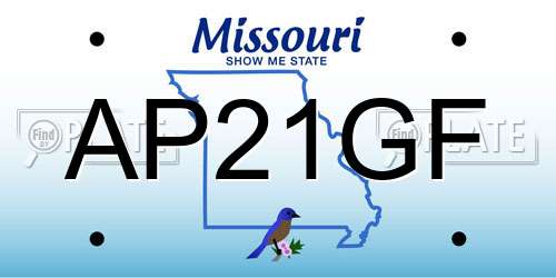 AP21GF Missouri License Plate