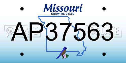 AP37563 Missouri License Plate