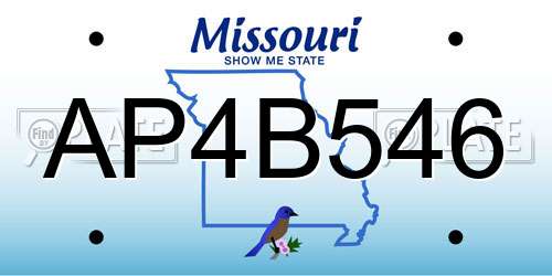 AP4B546 Missouri License Plate