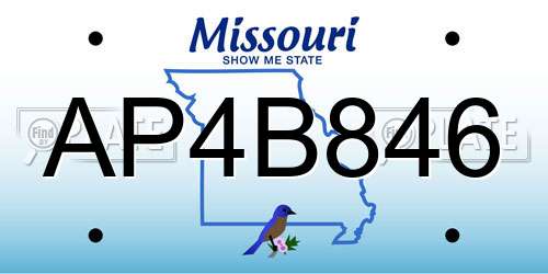AP4B846 Missouri License Plate
