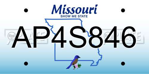 AP4S846 Missouri License Plate