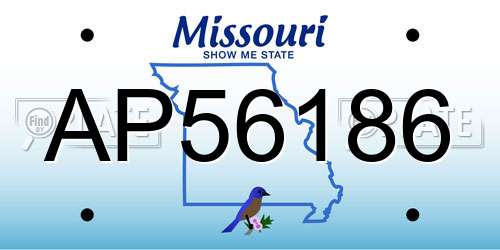 AP56186 Missouri License Plate