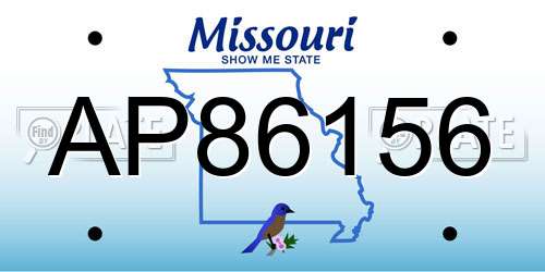 AP86156 Missouri License Plate