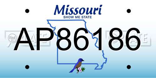 AP86186 Missouri License Plate