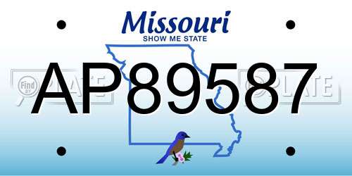 AP89587 Missouri License Plate