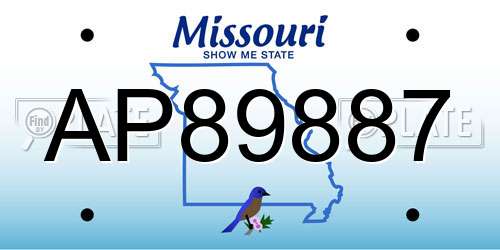 AP89887 Missouri License Plate