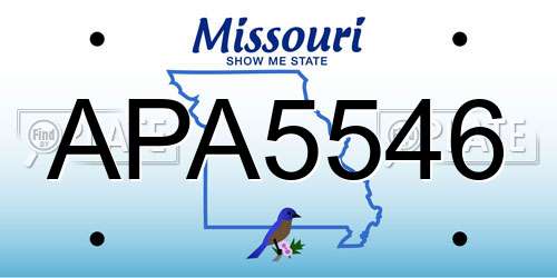 APA5546 Missouri License Plate