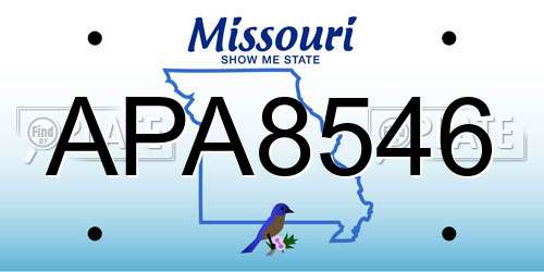 APA8546 Missouri License Plate
